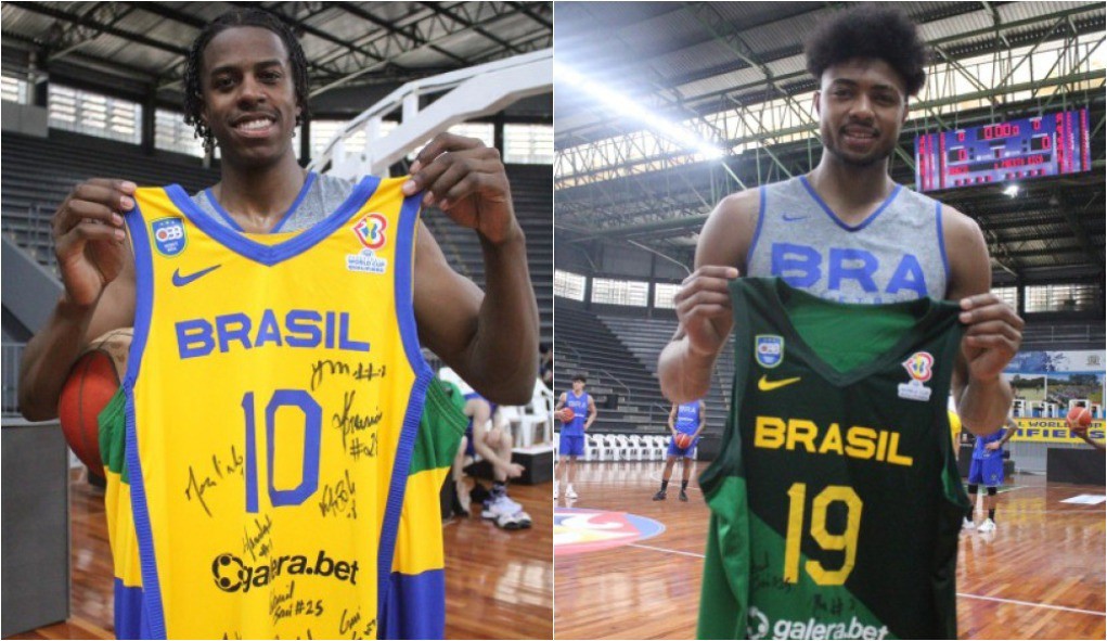 Camisas da seleção brasileira de basquete que serão leiloadas