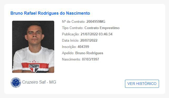 Bruno Rodrigues está liberado para defender o Cruzeiro