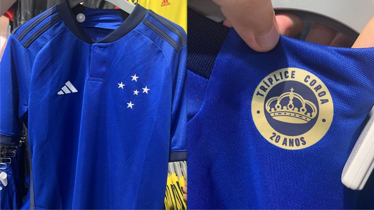 Nova camisa do Cruzeiro para 2023 vaza antes do lançamento em loja da fornecedora de material esportivo