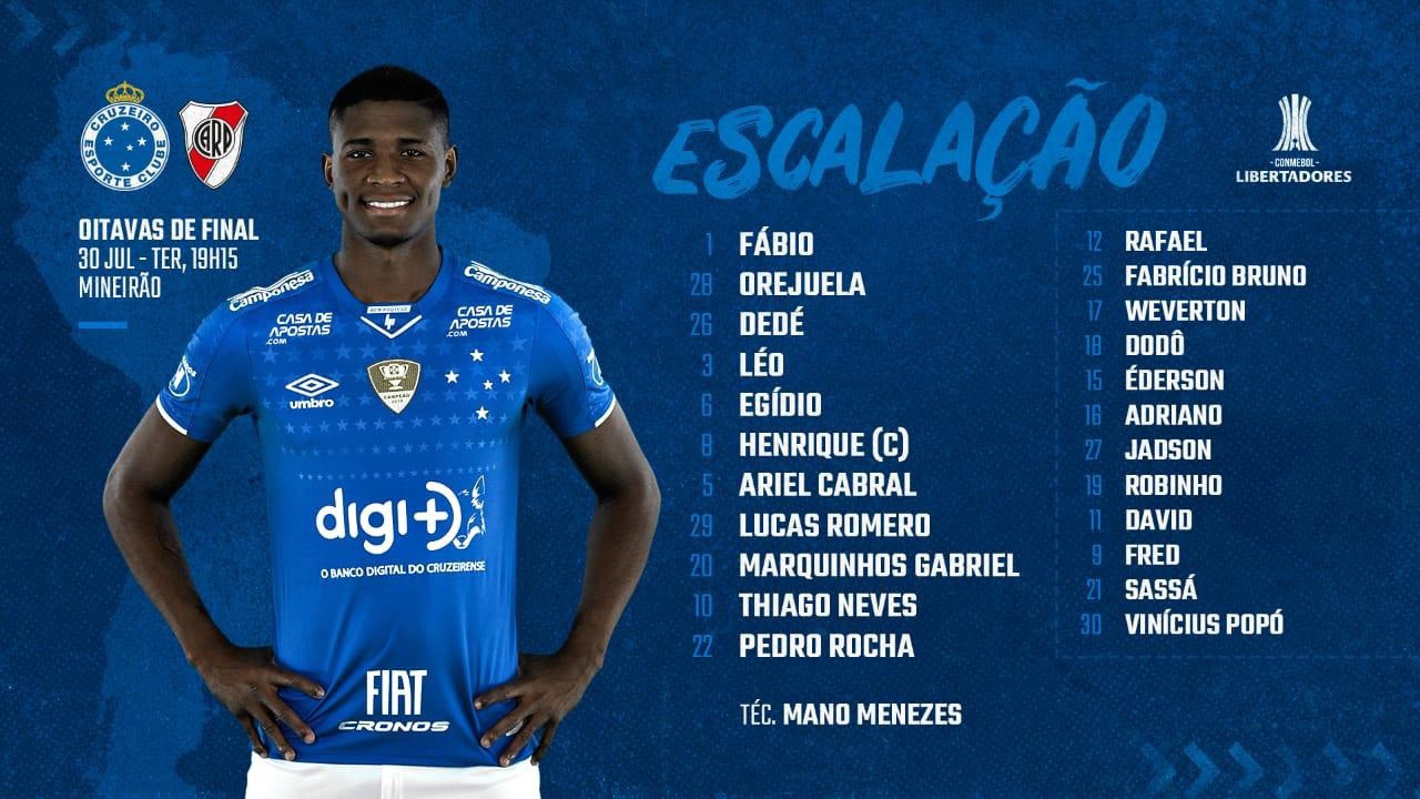 Time titular do Cruzeiro contra o River