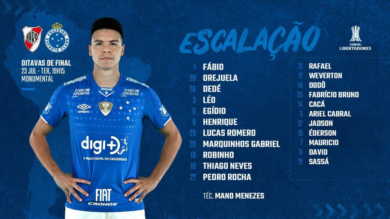Confira a escalação do Cruzeiro contra o River