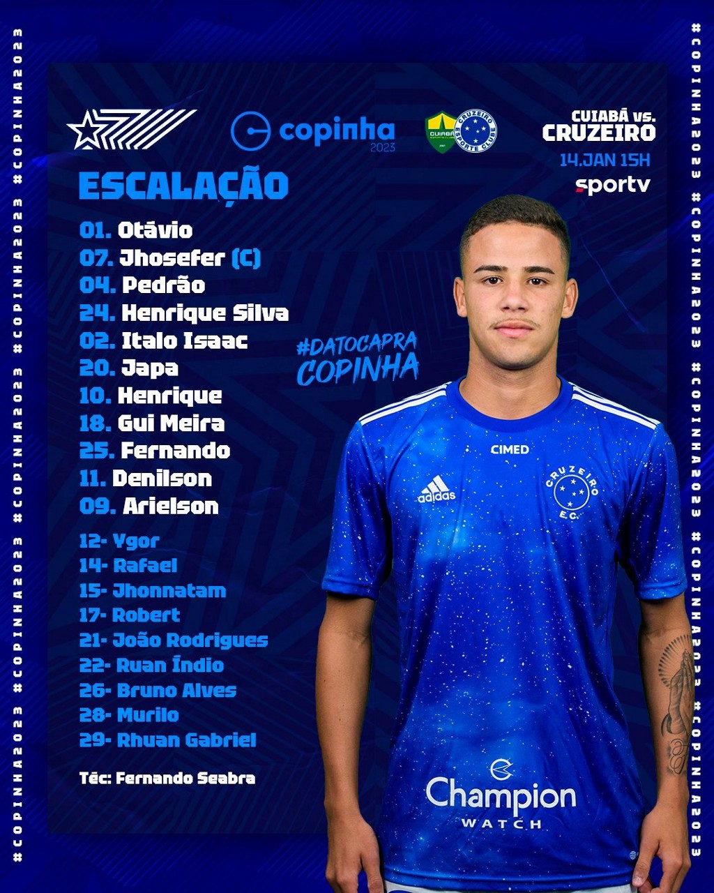 Time sub-20 do Cruzeiro está definido para encarar o Cuiabá pela terceira fase da Copa São Paulo