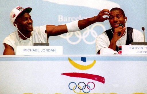Jordan e Johnson eram as grandes estrelas do Dream Team de 1992
