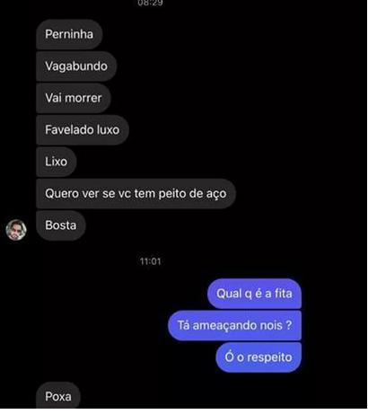 Em resposta, o jogador se defendeu das ameaças