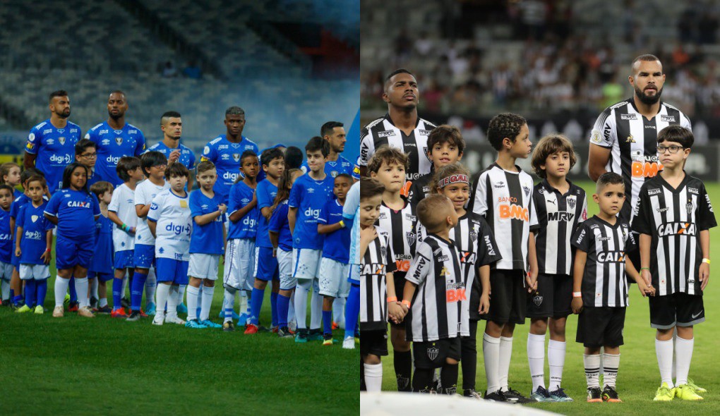 Muitas crianças gostam de entrar em campo com os jogadores