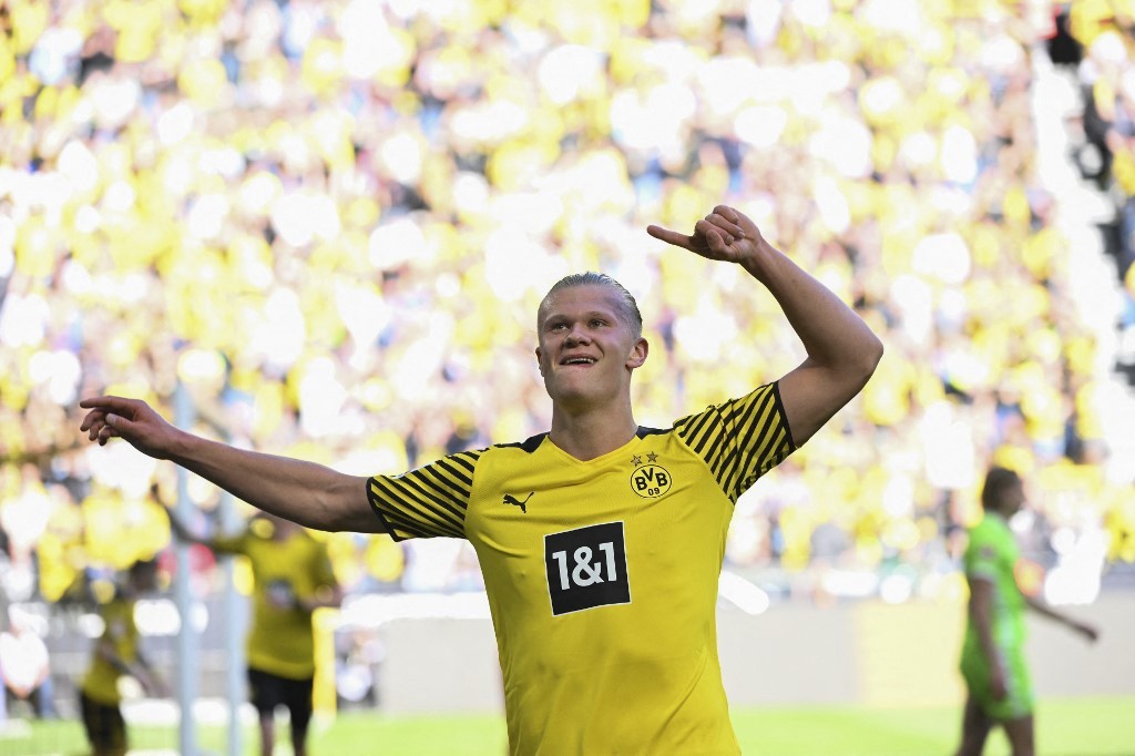 O centroavante Haaland desencantou e voltou a marcar com a camisa do Borussia