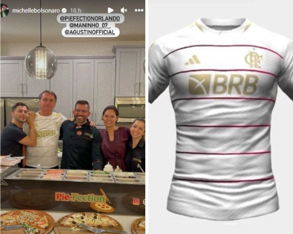 Ex-presidente Bolsonaro e a esposa Michelle receberam brasileiros que fazem pizza em Orlando, nos EUA