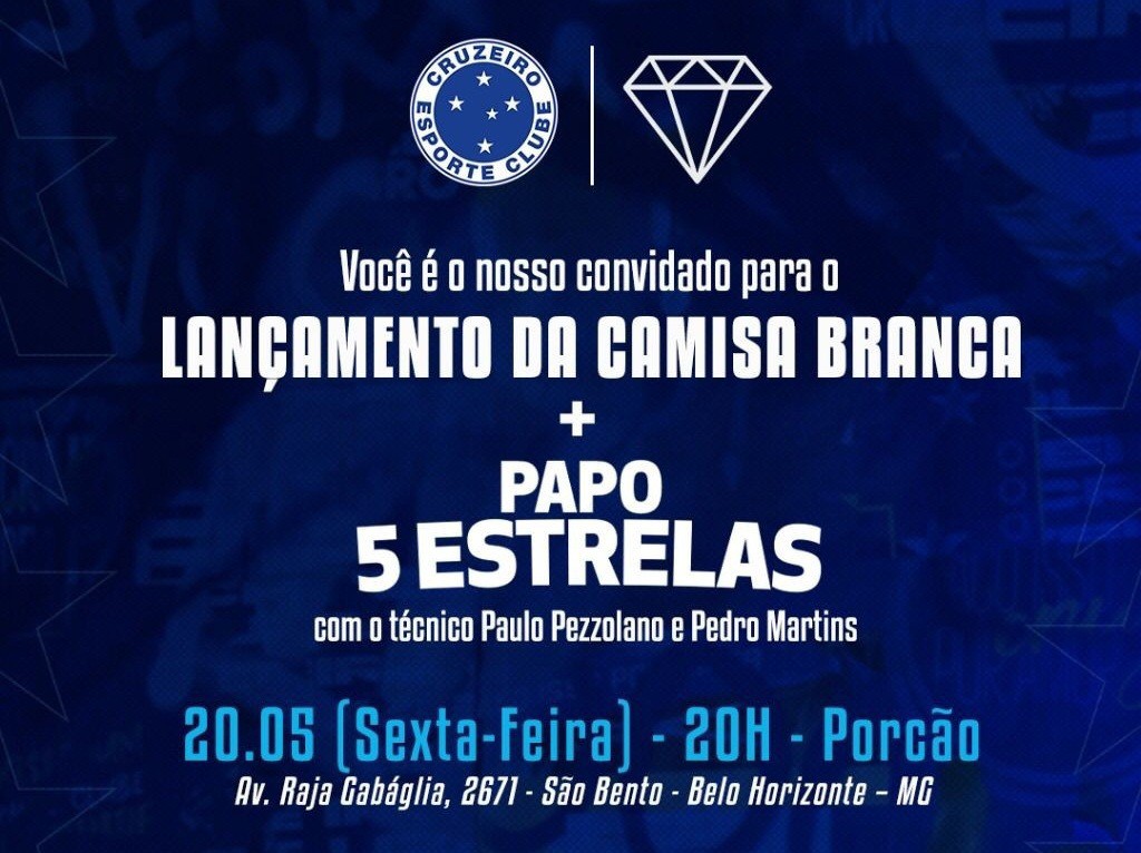 Cruzeiro vai divulgar nova camisa à torcida em evento especial