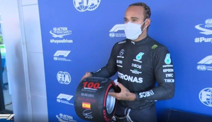 Lewis Hamilton fez a pole position de número 100 no GP da Espanha; ele também venceu a prova em 2021