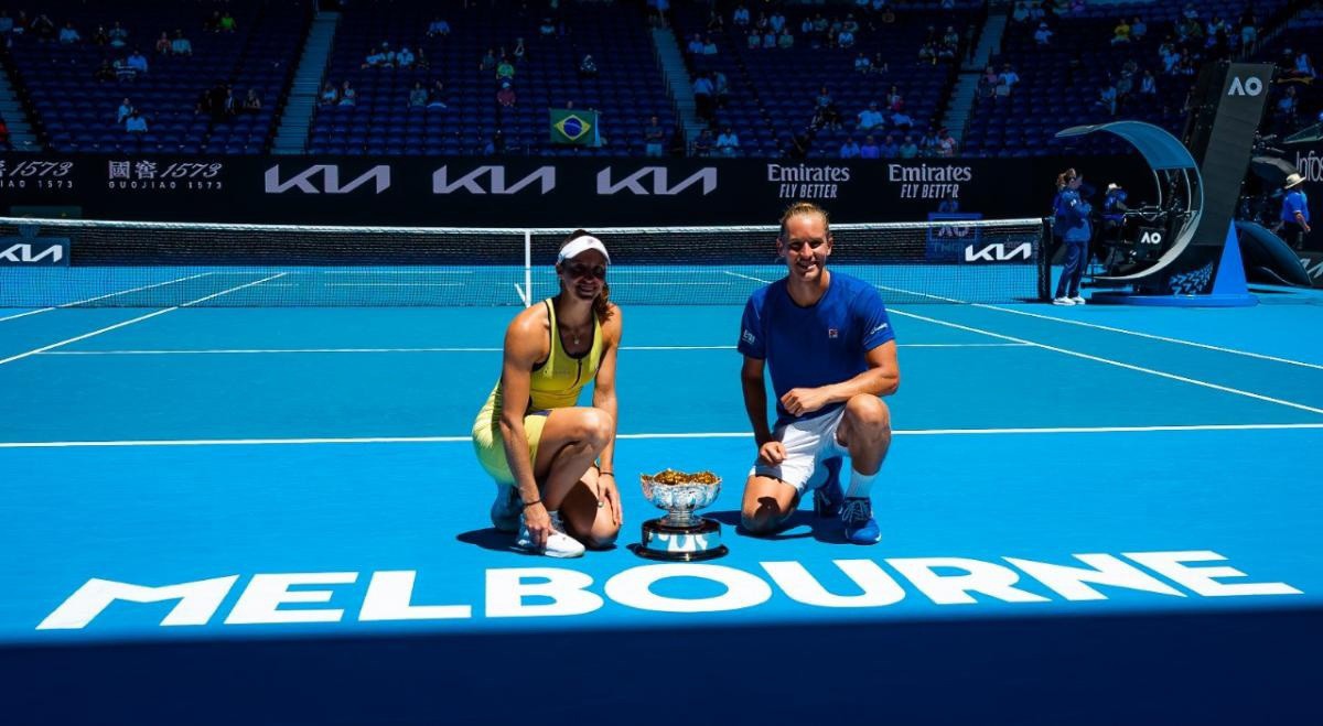Stefani e Matos celebraram muito a vitória histórica no Australian Open