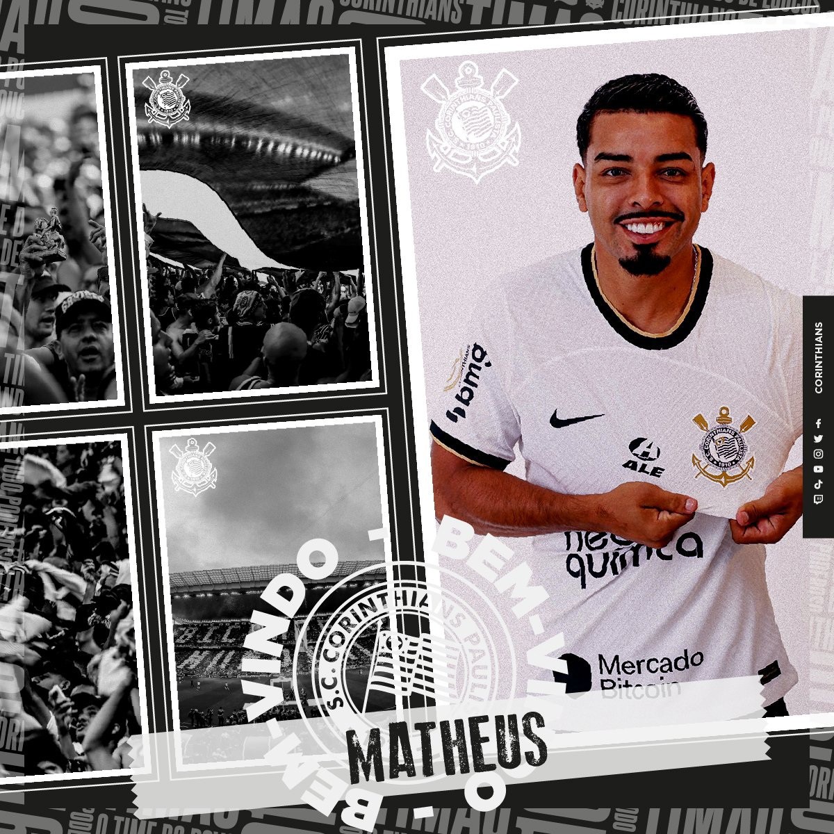 O lateral-esquerdo Matheus Bidu assinou com o Corinthians até 2025