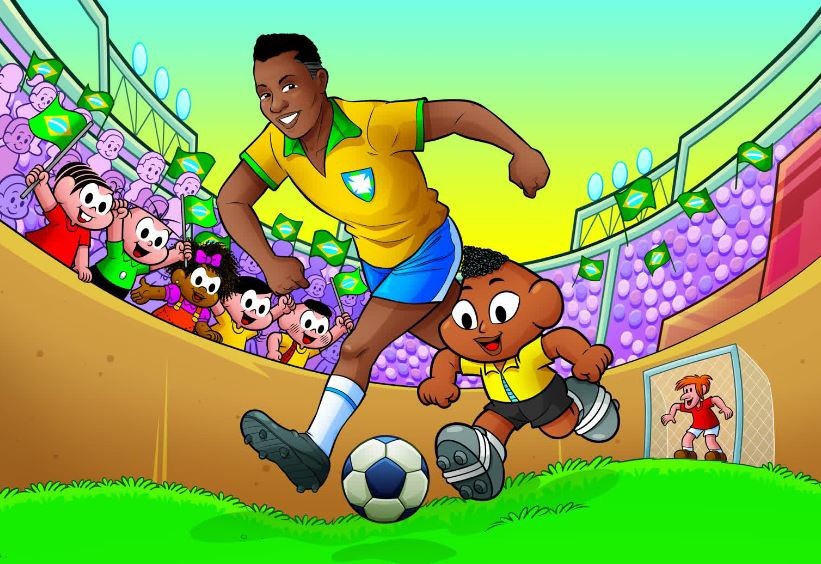 Desenho de Pelé feito pelo cartunista Mauricio de Sousa