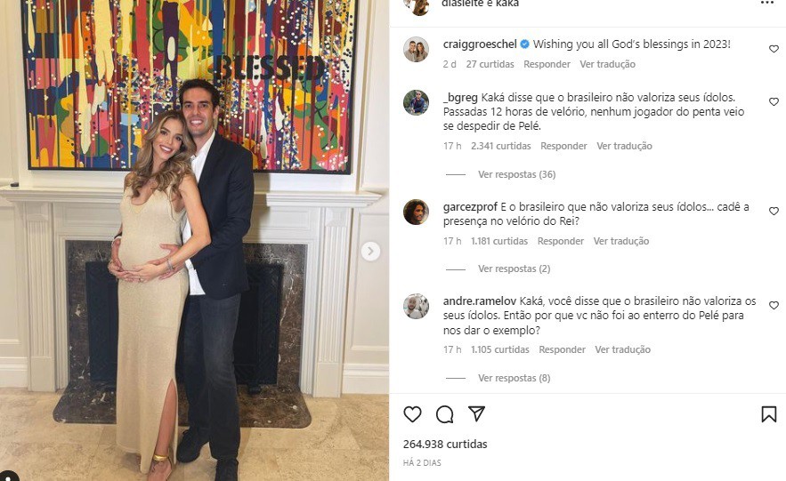 Internautas criticaram ausência de Kaká no velório do Rei Pelé