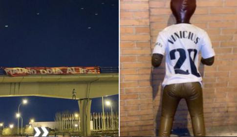 Boneco que simula enforcamento de Vini Jr. foi pendurado em viaduto em Madri