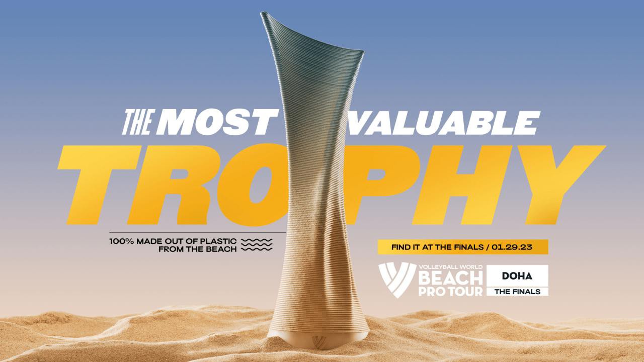 Troféu do Finals do Vôlei de Praia é feito inteiramente de plástico reciclado removido das praias