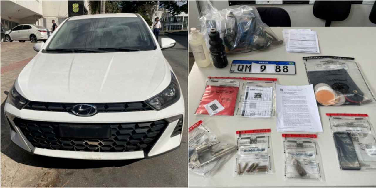 Carro adulterado e materiais foram apreendidos no sítio