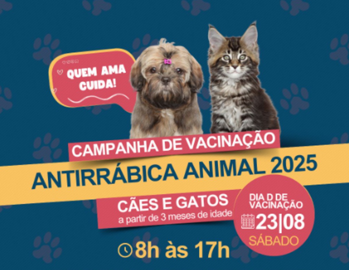 Campanha de vacinação antirrábica para cães e gatos da prefeitura de Sarzedo