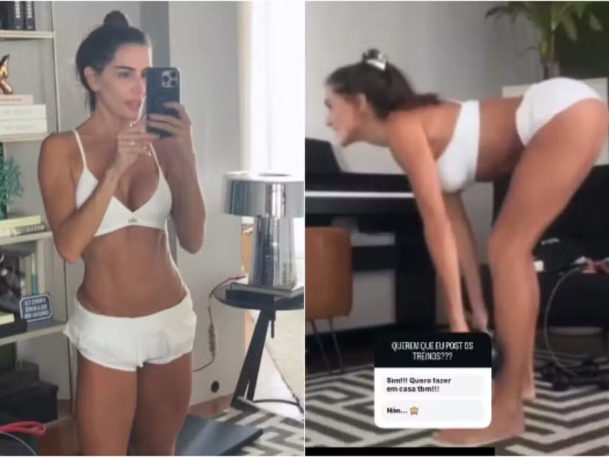 Deborah Secco mostra treino em casa e confessa 'Não curto academia'