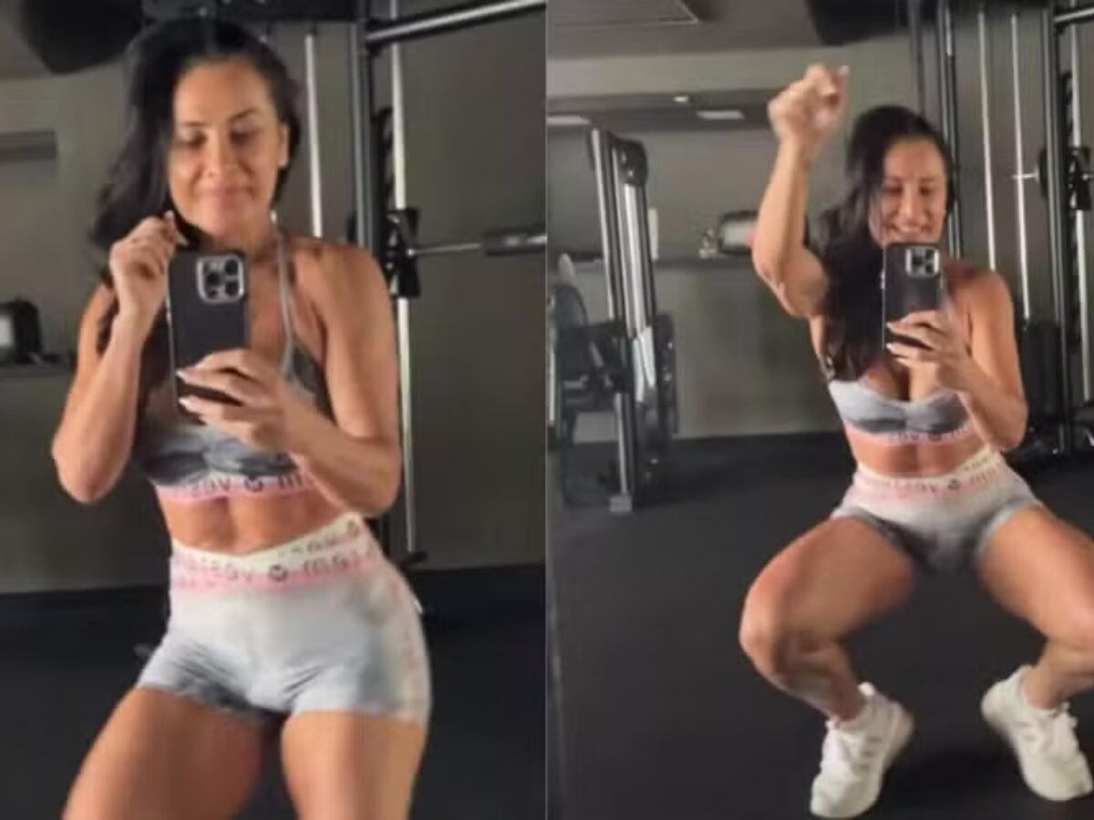 Scheila Carvalho dança até o chão na academia: 'Treino concluído'