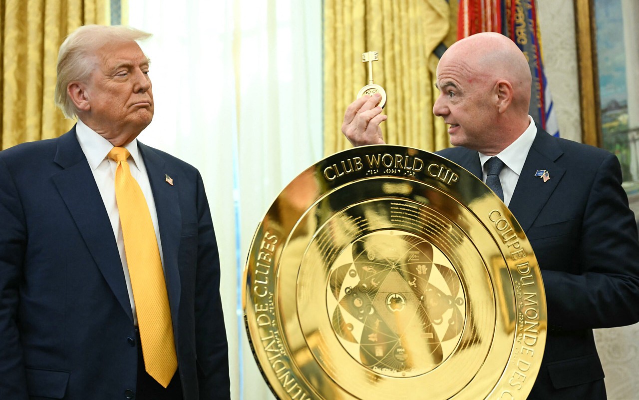Donald Trump e Gianni Infantino, presidentes dos Estados Unidos e da Fifa respectivamente (Foto: Jim Watson/AFP)