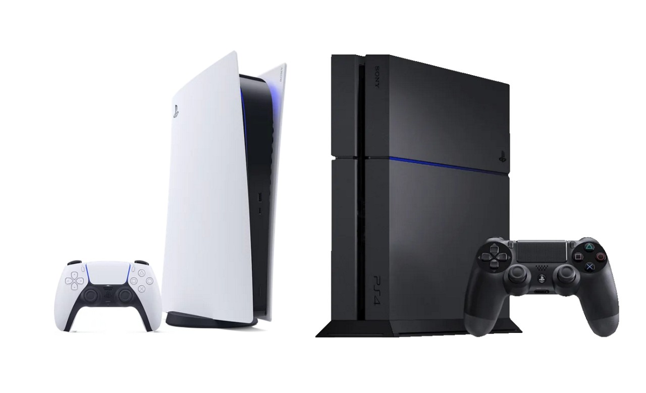 Videogame de geração passada, o PlayStation 4 foi lançado pela Sony em 2013; já o console de nova geração PlayStation 5 chegou ao mercado em 2020