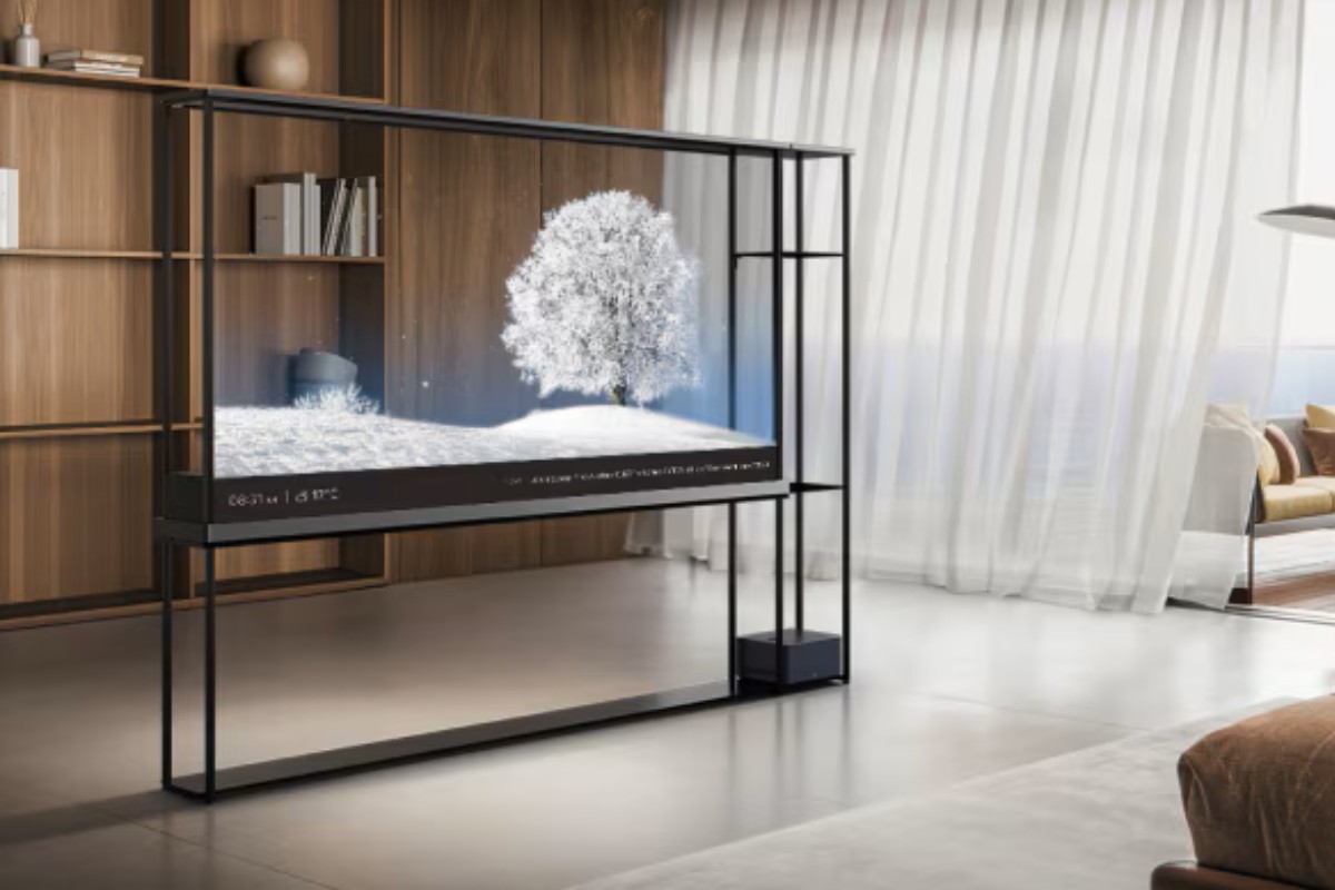 A LG Signature Oled T é uma TV com tela transparente que pode alternar entre os modos transparente e opaco