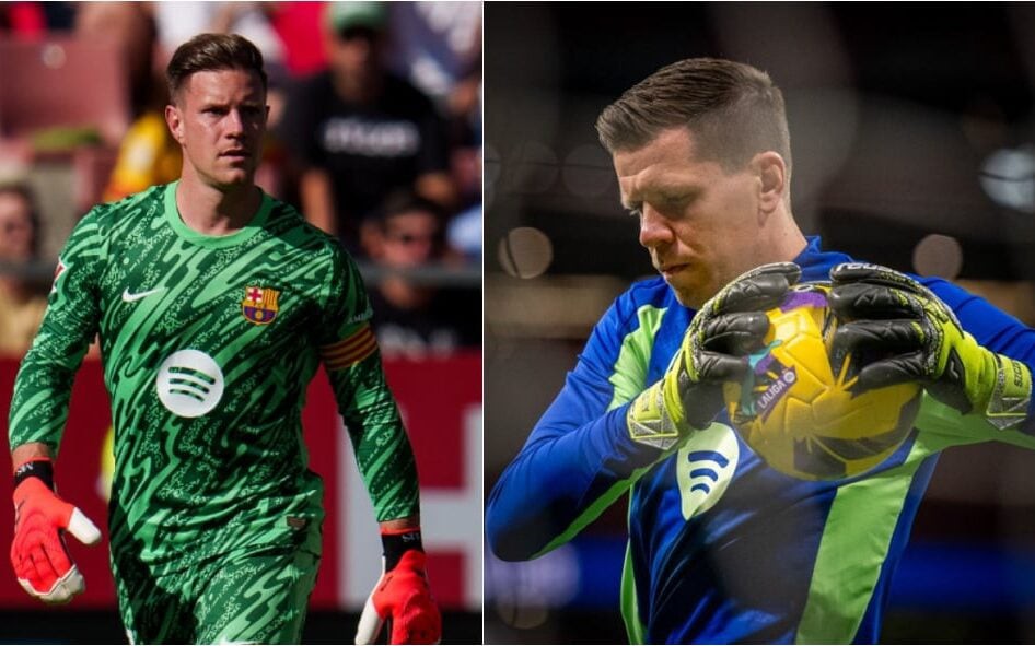 Ter Stegen e Szczęsny pelo Barcelona (Foto: Reprodução/Barcelona)