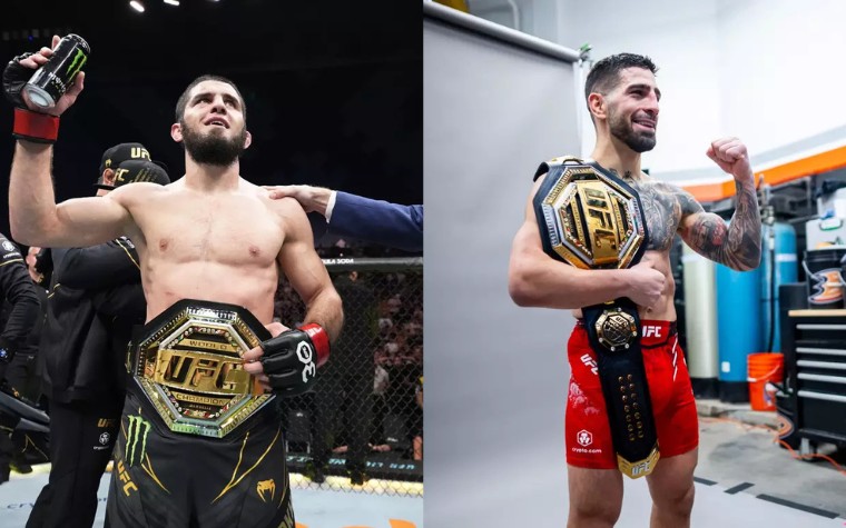 Islam Makhachev e Ilia Topuria no ufc (Foto: Reprodução)