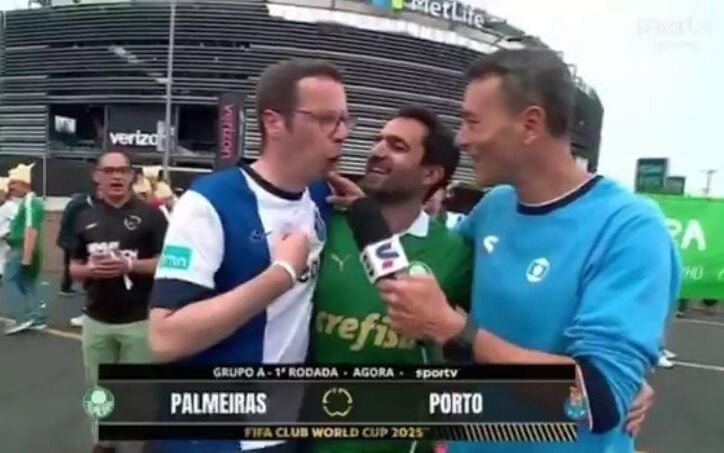 Torcedor do Porto provoca Palmeiras sobre Mundiais (Foto: Reprodução/sportv)