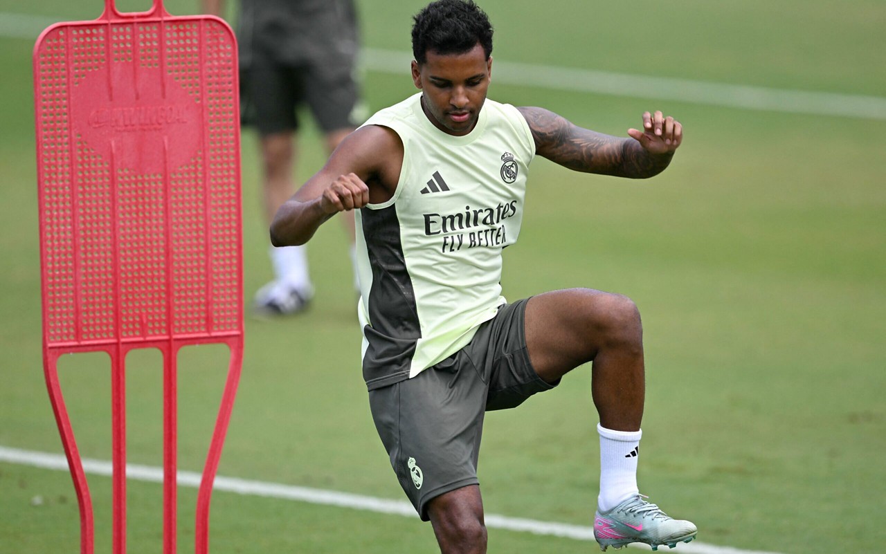 Rodrygo em treino do Real Madrid para o Mundial de Clubes (Foto: Chandan Khanna/AFP)