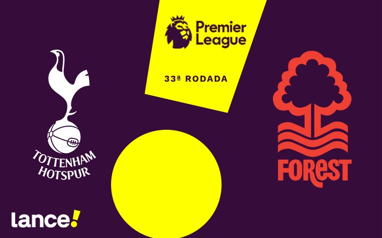 Tottenham e Nottingham Forest se enfrentam pela 33ª rodada da Premier League (Foto: Arte/Lance!)