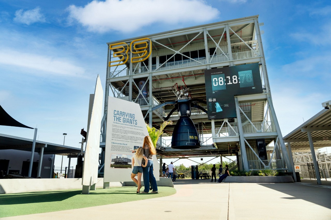 The Gantry at LC-39 é uma estrutura inspirada nas plataformas de lançamento de foguetes que oferece visão 360º do complexo e das tecnologias usadas pela Nasa