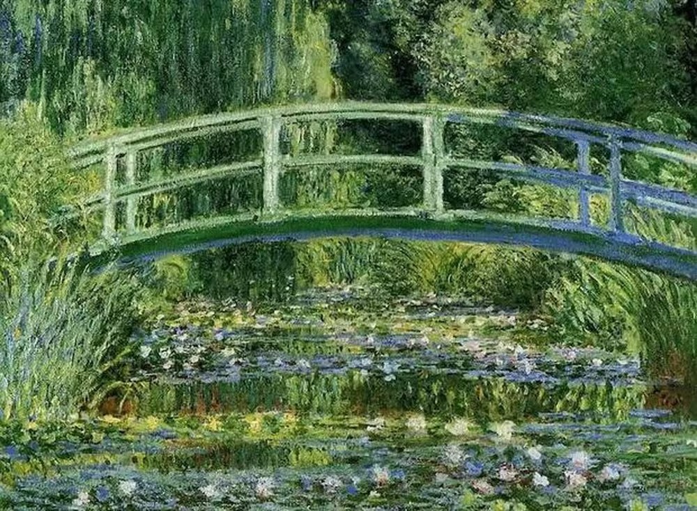 O pintor Claude Monet faz vários obras com seus jardins, como "Ponte Japonesa e o Lago dos Lírios D'água"