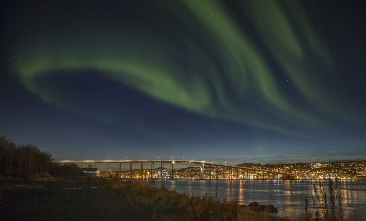 A aurora boreal em Tromsø, a cidade ao norte da Noruega 