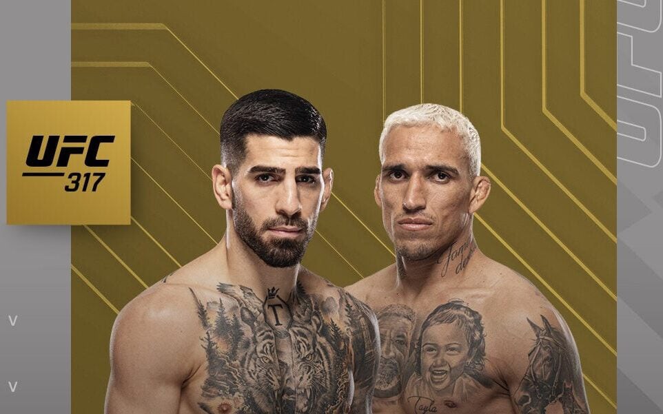 Ilia Topuria encara Charles "do Bronx" Oliveira no evento principal do UFC 317 (Foto: Reprodução/UFC)