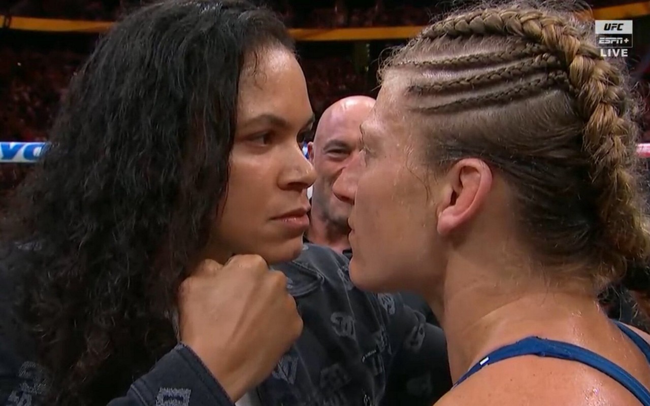 Encarada entre Amanda Nunes e Kayla Harrison (Foto: Reprodução)