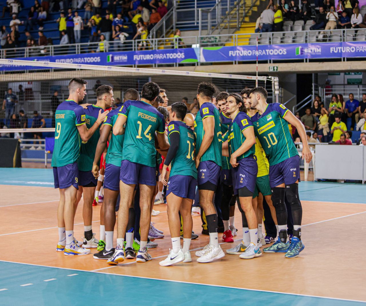 Jogadores do Brasil após vitória pela Copa América de Vôlei