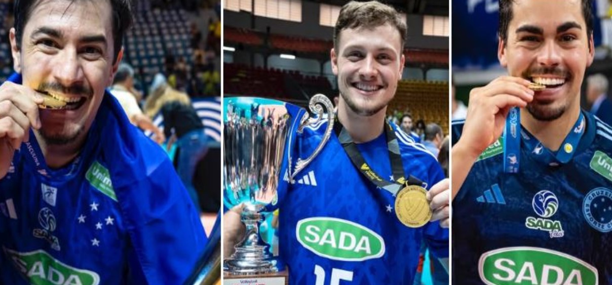 Rodrigo Ribeiro, Vaccari e Lukinhas campeão pelo Sada Cruzeiro