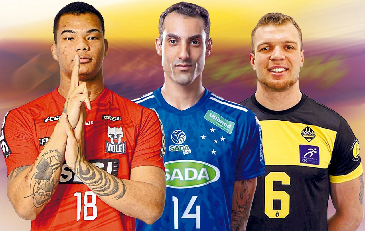 Darlan, Sesi-Bauru, Douglas, Sada Cruzeiro e Guilherme, Praia Clube no Sul-Americanos de Clubes de vôlei