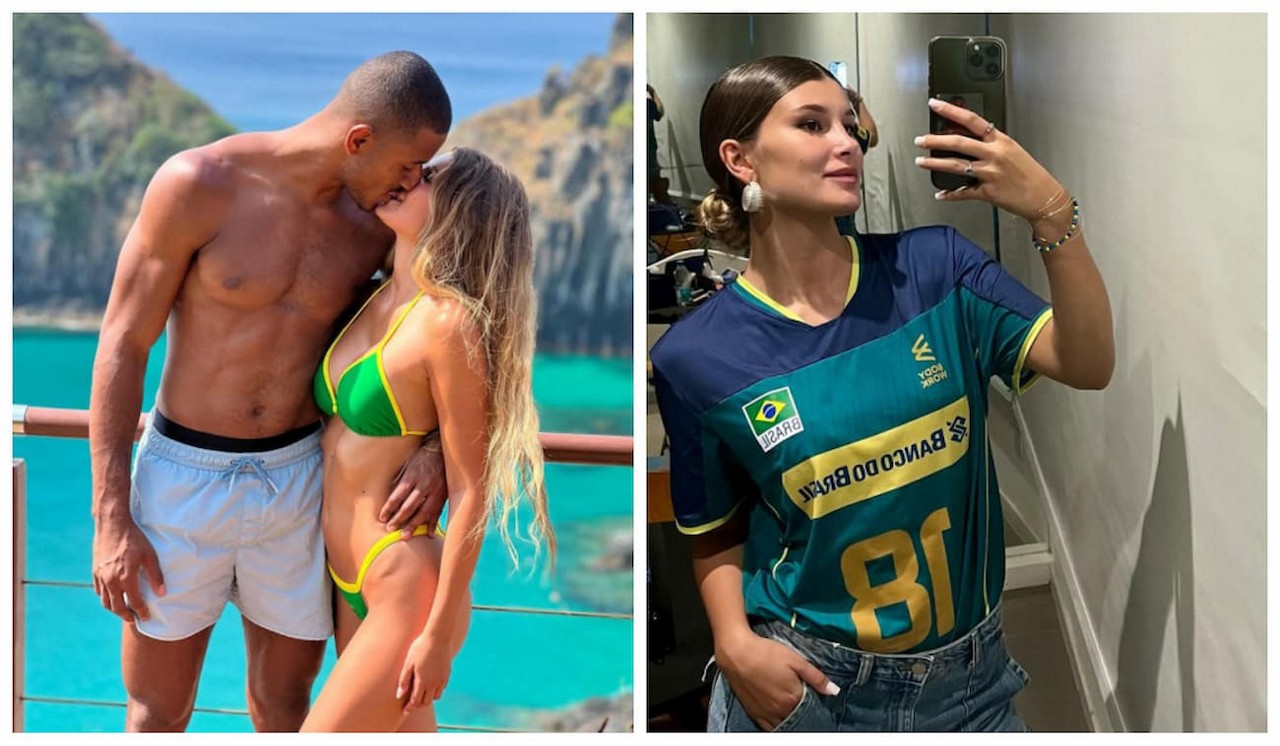 Casal Lucarelli e Sofia viralizou nas redes sociais entre a torcida brasileira durante a VNL 2025