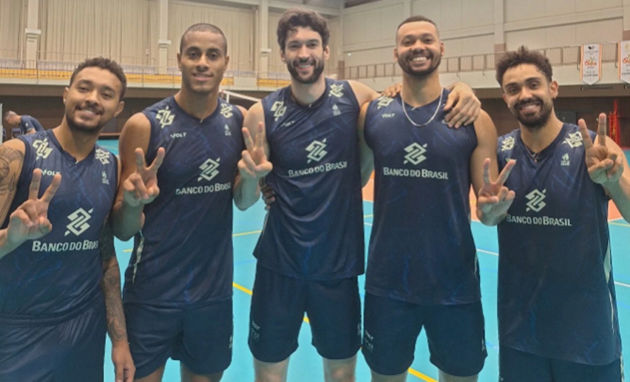 Maique, Lucarelli, Flávio, Alan e Cachopa, da seleção brasileira masculina