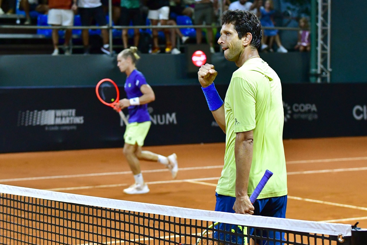 Marcelo Melo e Rafa Matos, durante o Rio Open