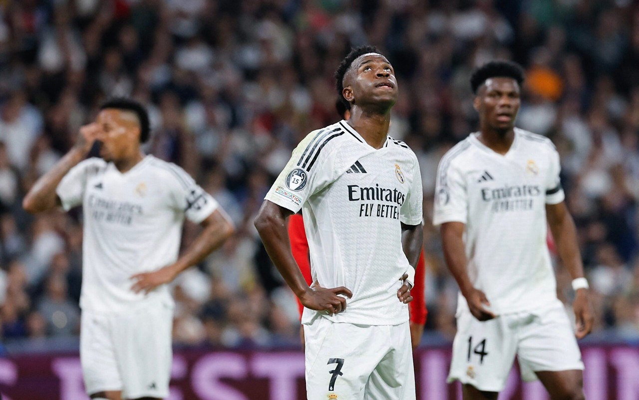 Vini Jr não está no Top-10 do ranking dos jogadores mais rápidos da Champions League (Foto: Oscar del Pozo/AFP)