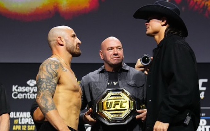 Encarada entre Alexander Volkanovski e Diego Lopes (Foto: Reprodução/Instagram)
