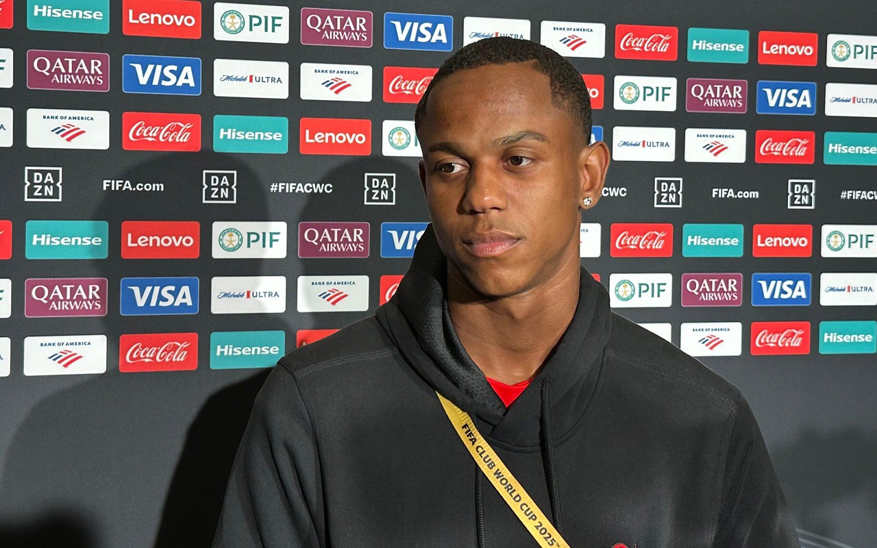 Wallace Yan conversa com a imprensa na véspera de LAFC x Flamengo, pelo Mundial de Clubes (Foto: Lucas Bayer / Lance!)