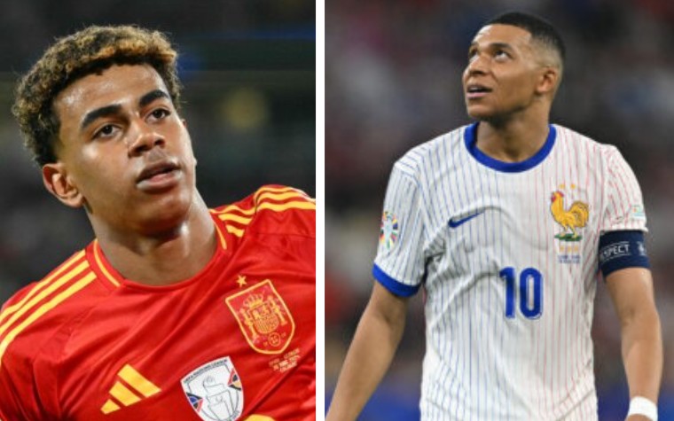 Lamine Yamal e Mbappe se enfrentaram na semifinal da Nations League (Foto: Montagem Lance!)